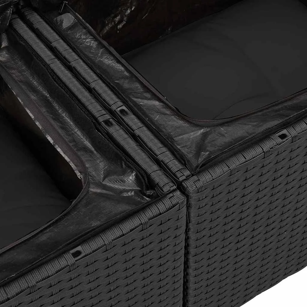 Súprava záhradných pohoviek s úložiskom 6 pcs Čierna Poly ratan