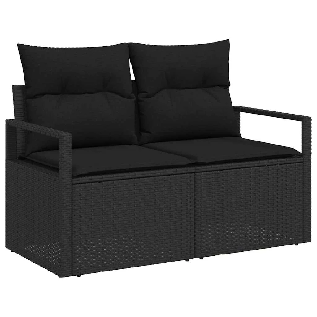 Súprava záhradných pohoviek s úložiskom 6 pcs Čierna Poly ratan