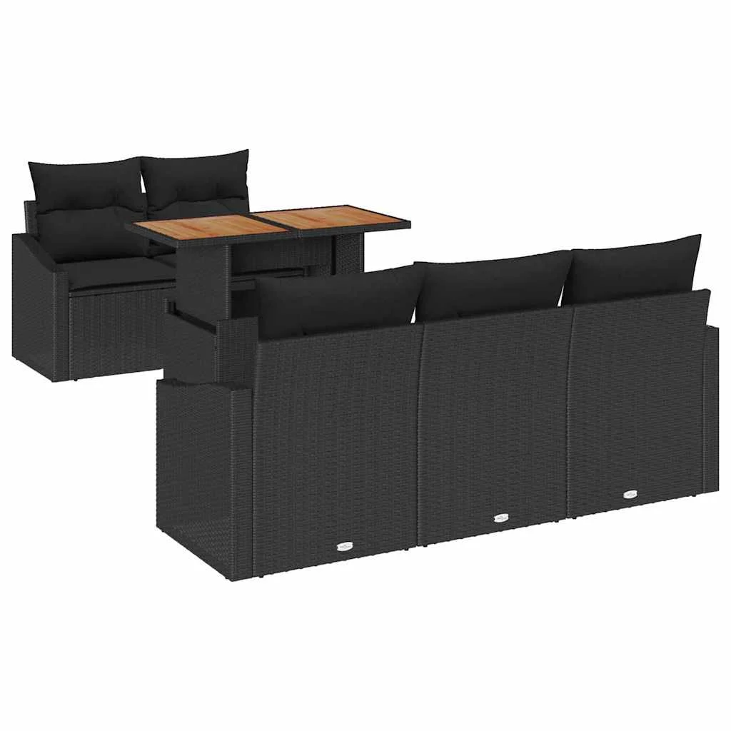 Súprava záhradných pohoviek s úložiskom 6 pcs Čierna Poly ratan