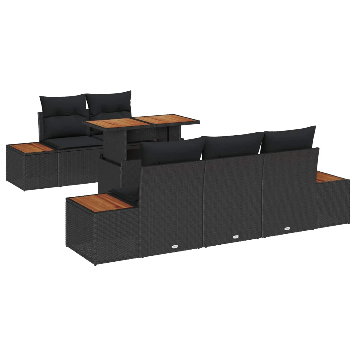 Súprava záhradných pohoviek s úložiskom 6 pcs Čierna Poly ratan