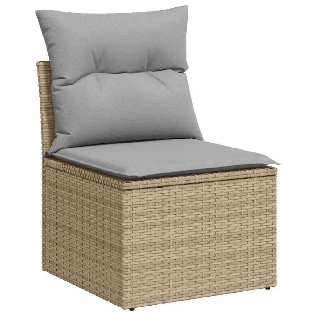 Súprava záhradných pohoviek s úložiskom 6 pcs Béžová Poly ratan