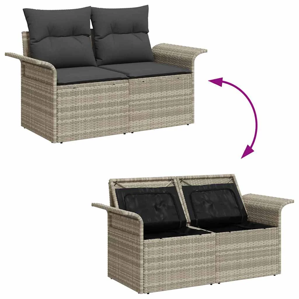 Súprava záhradných pohoviek 7 pcs Svetlosivá Poly ratan