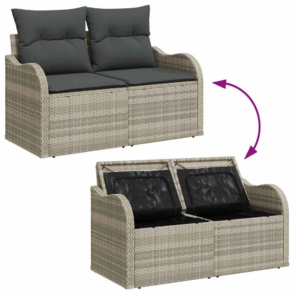 Súprava záhradných pohoviek 7 pcs Svetlosivá Poly ratan