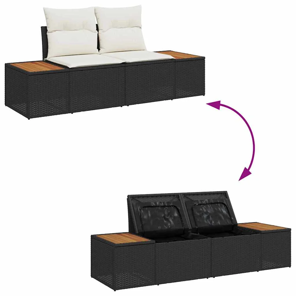 Súprava záhradných pohoviek 8 pcs Čierna polyratan