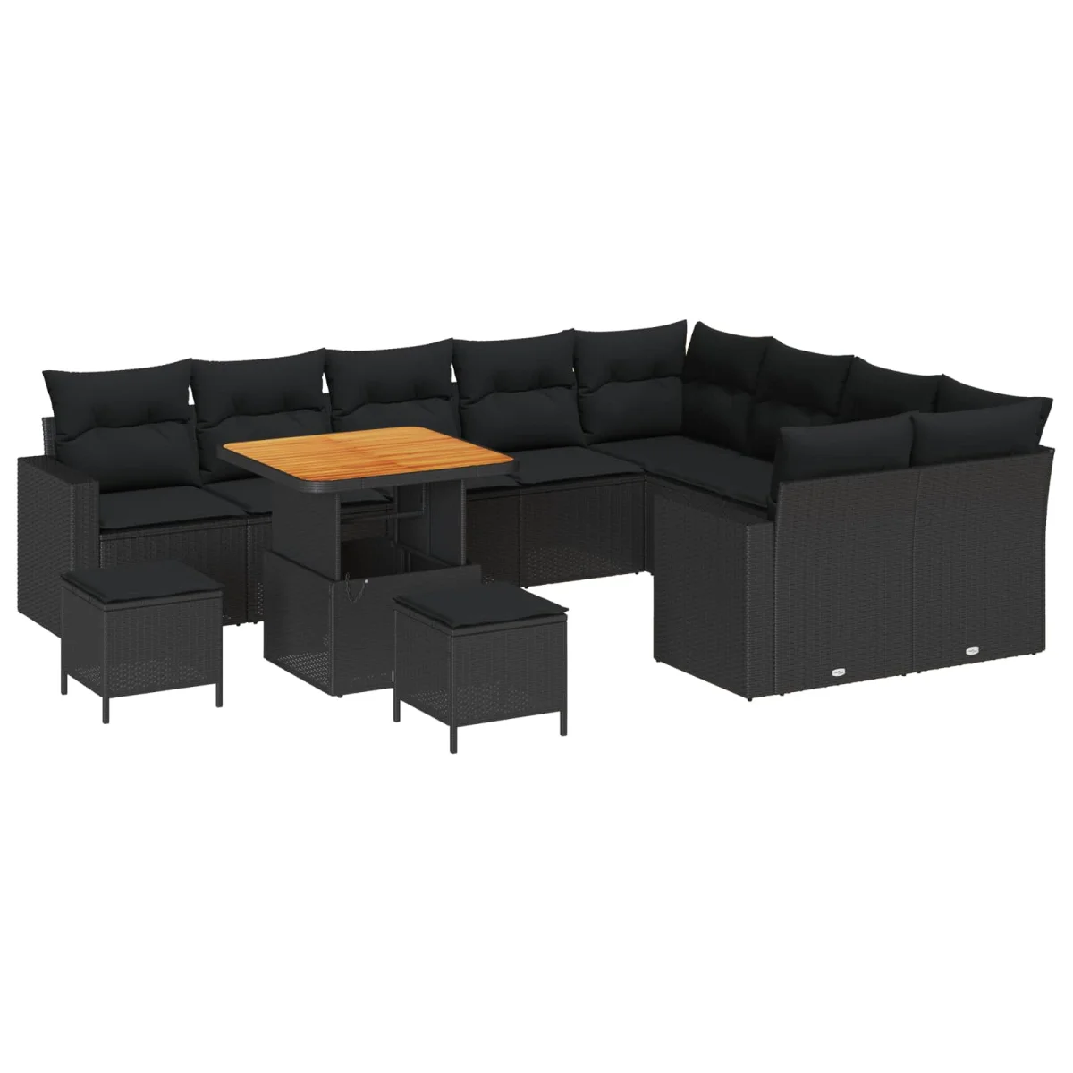 Súprava záhradných pohoviek 12 pcs Čierna polyratan