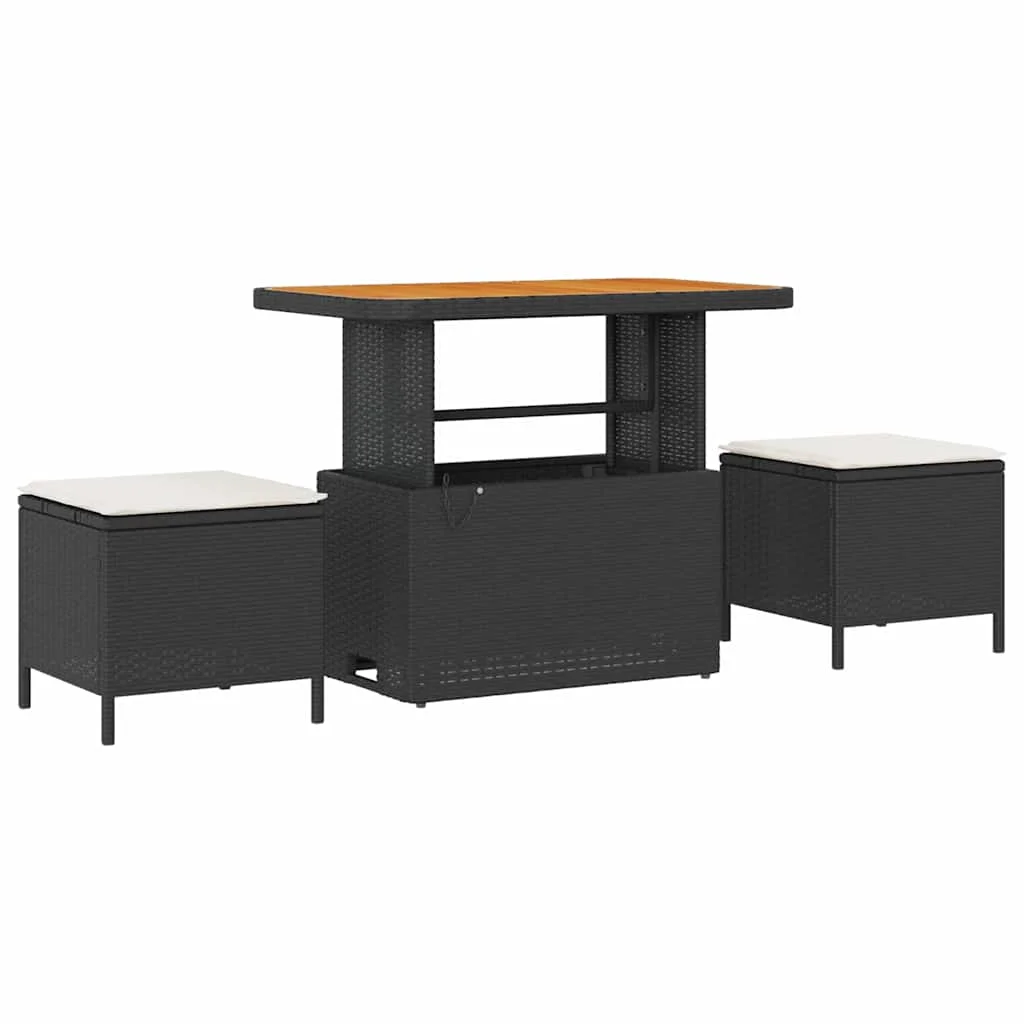 Súprava záhradných pohoviek 8 pcs Čierna polyratan