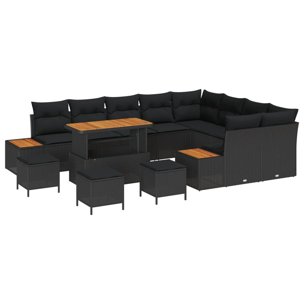 Súprava záhradných pohoviek 13 pcs Čierna polyratan
