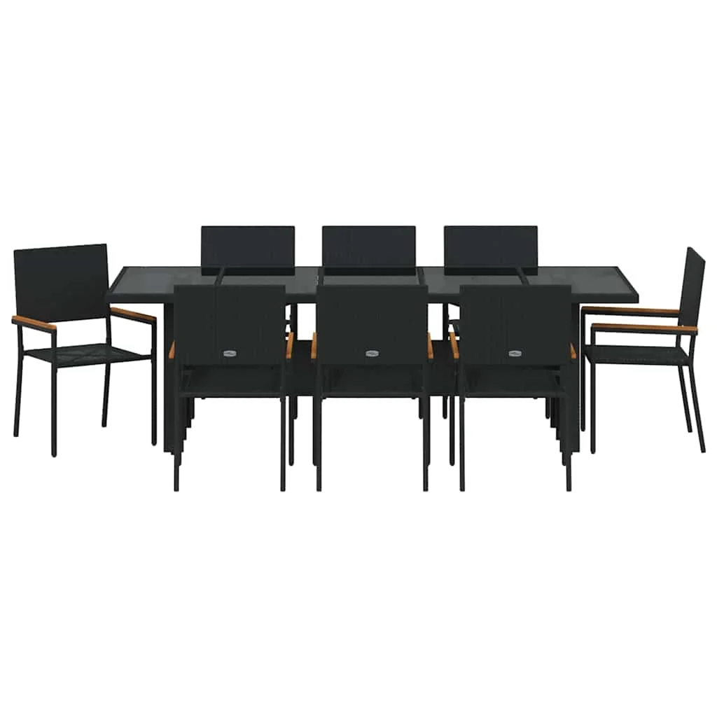 Záhradný jedálenský set 9 pcs Čierna polyratan
