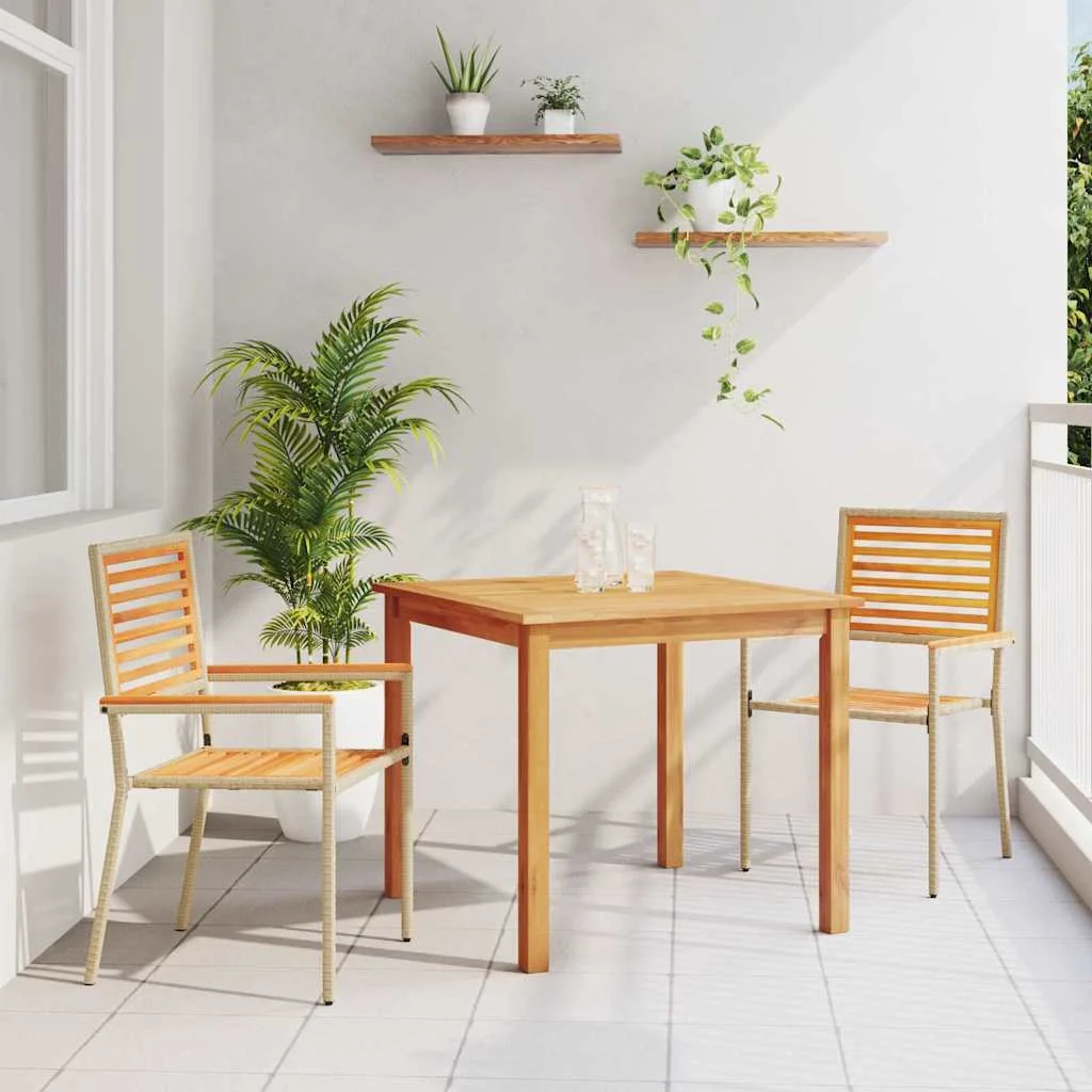 Záhradný jedálenský set 3 pcs Béžová Pevné akáciové drevo