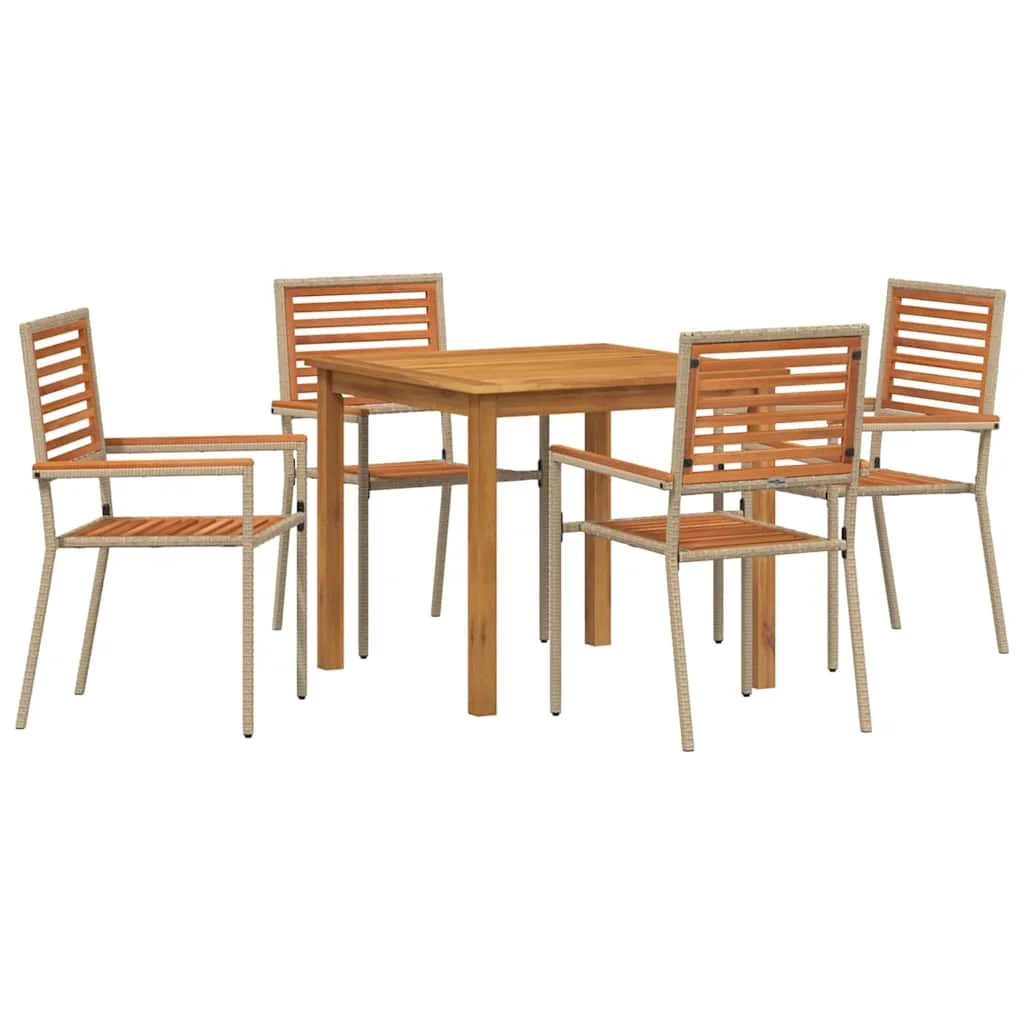 Záhradný jedálenský set 5 pcs Béžová Pevné akáciové drevo