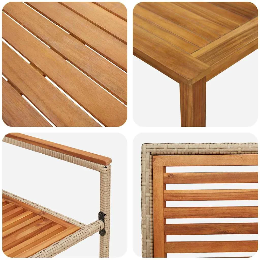 Záhradný jedálenský set 5 pcs Béžová Pevné akáciové drevo
