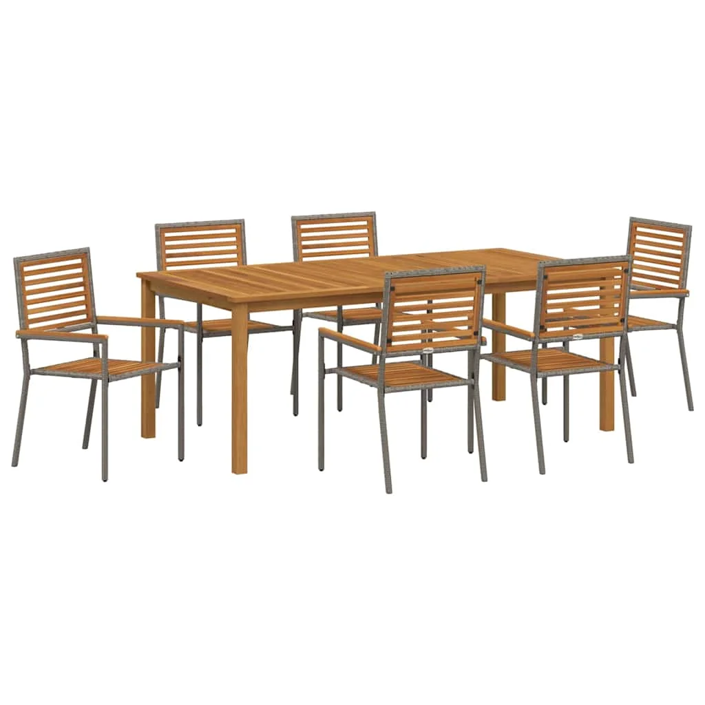 Záhradný jedálenský set 7 pcs Sivá Pevné akáciové drevo