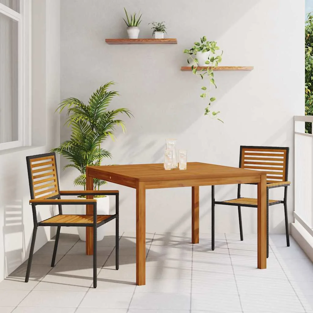 Záhradný jedálenský set 3 pcs Čierna Pevné akáciové drevo