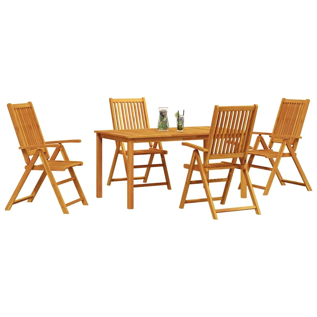 Záhradný jedálenský set 5 pcs Hnedá Pevné akáciové drevo