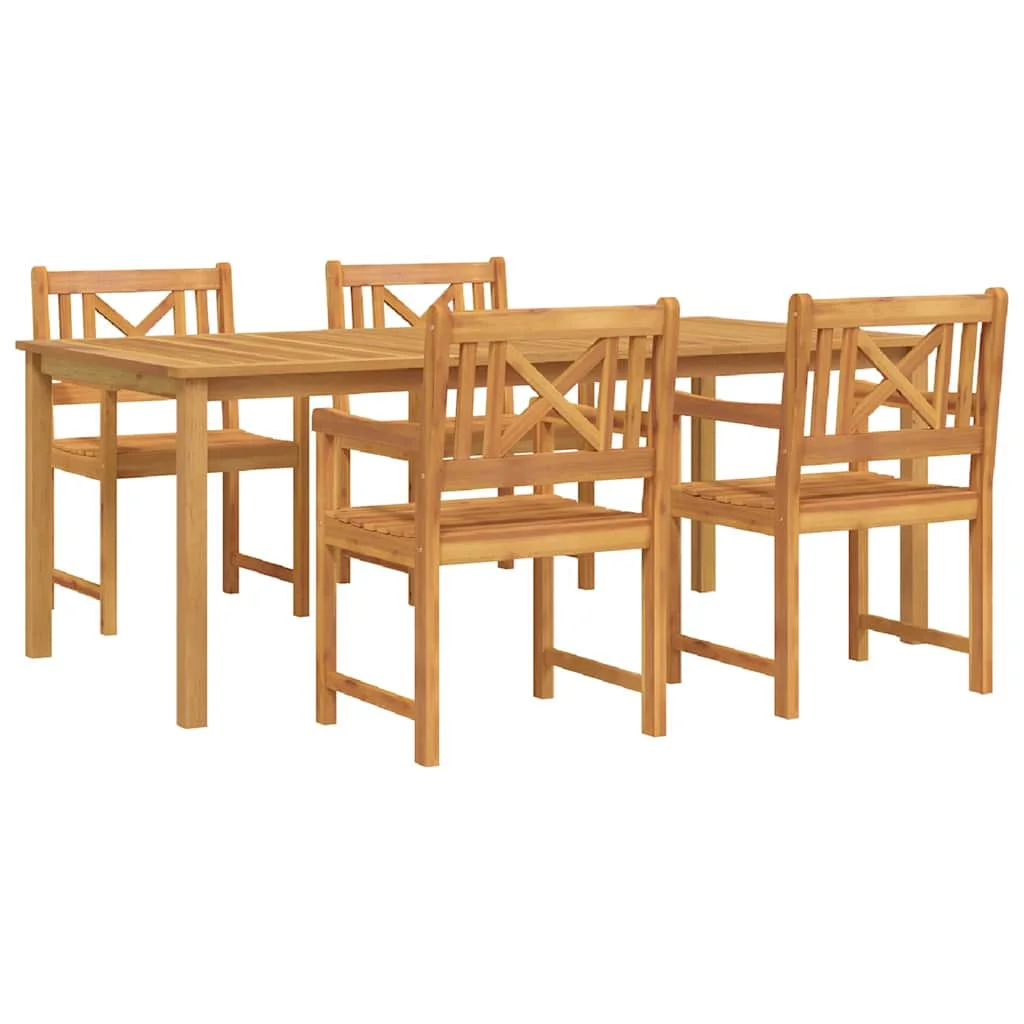 Záhradný jedálenský set 5 pcs Hnedá Pevné akáciové drevo