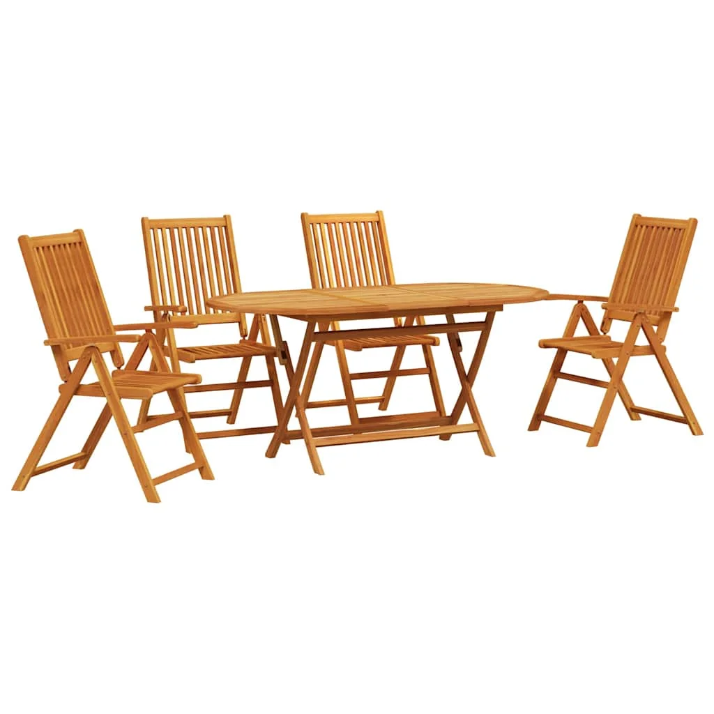 Záhradný jedálenský set 5 pcs Hnedá Pevné akáciové drevo