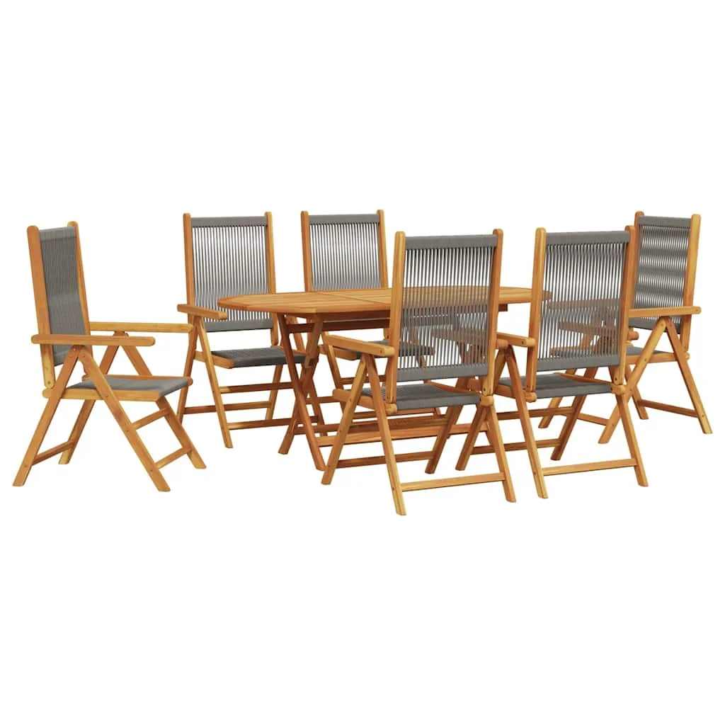 Záhradný jedálenský set 7 pcs Sivá Pevné akáciové drevo
