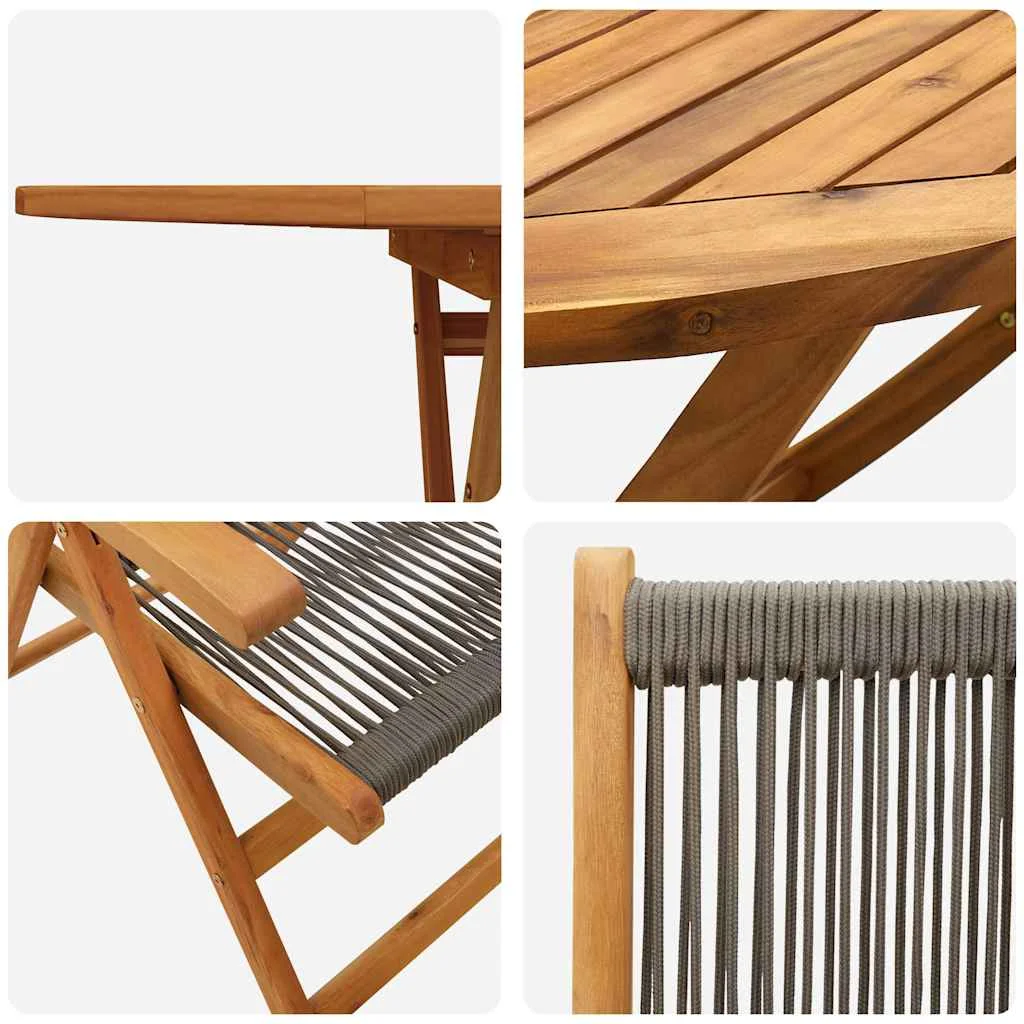 Záhradný jedálenský set 7 pcs Sivá Pevné akáciové drevo