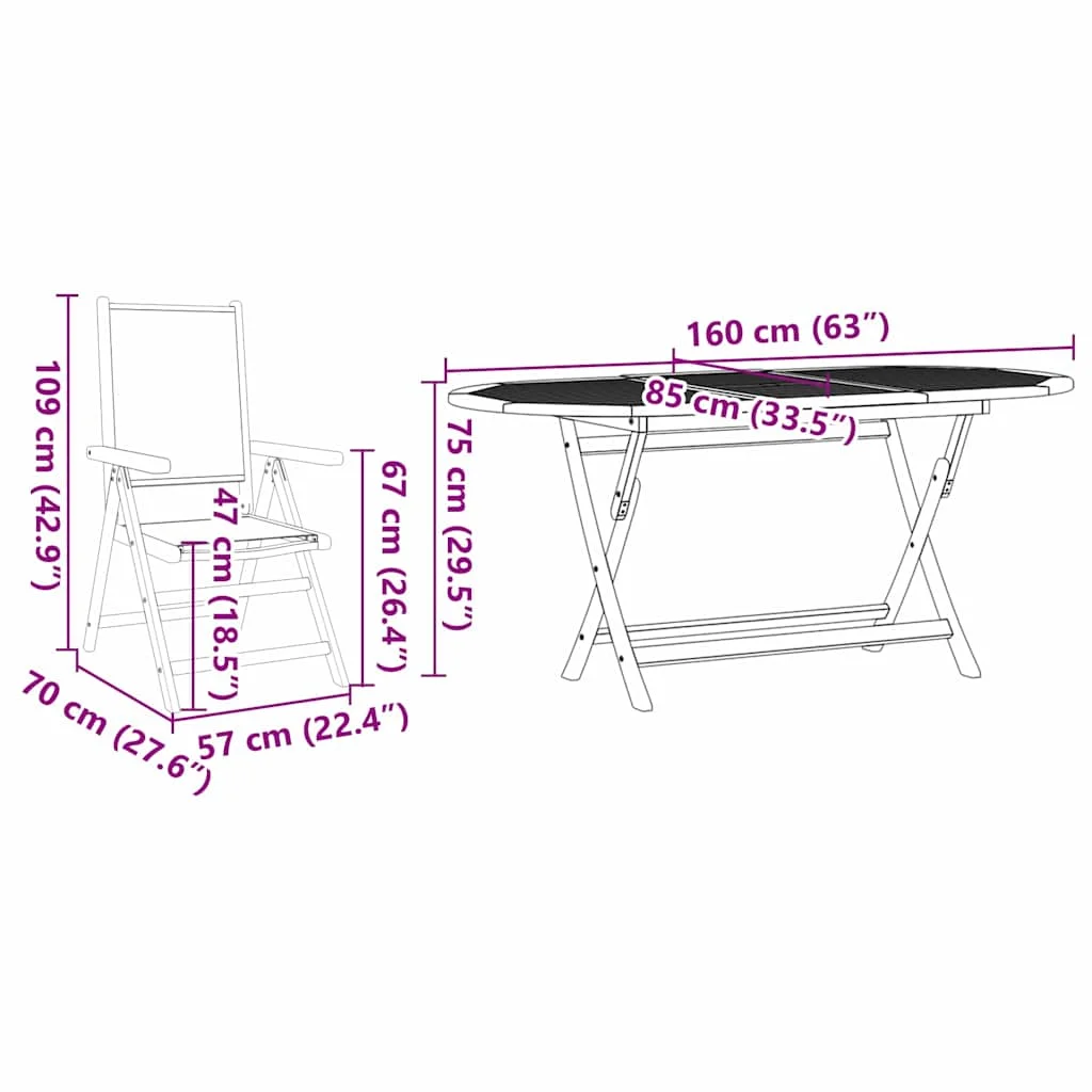 Záhradný jedálenský set 5 pcs Krémová biela