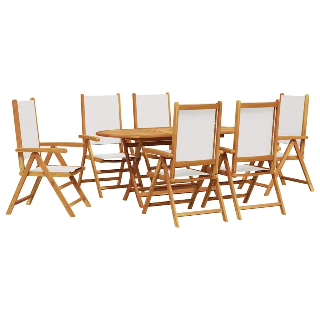 Záhradný jedálenský set 7 pcs Krémová biela