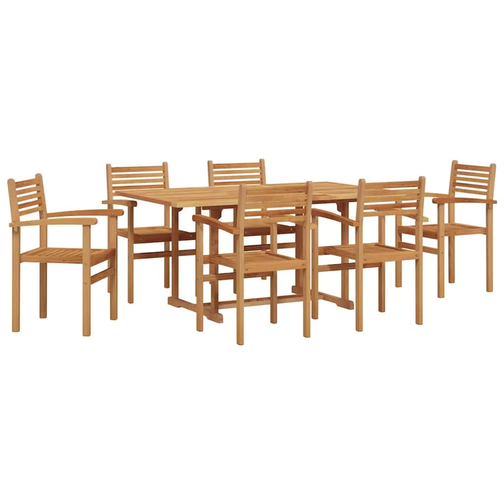 Záhradný jedálenský set 7 pcs Prírodná Pevné akáciové drevo