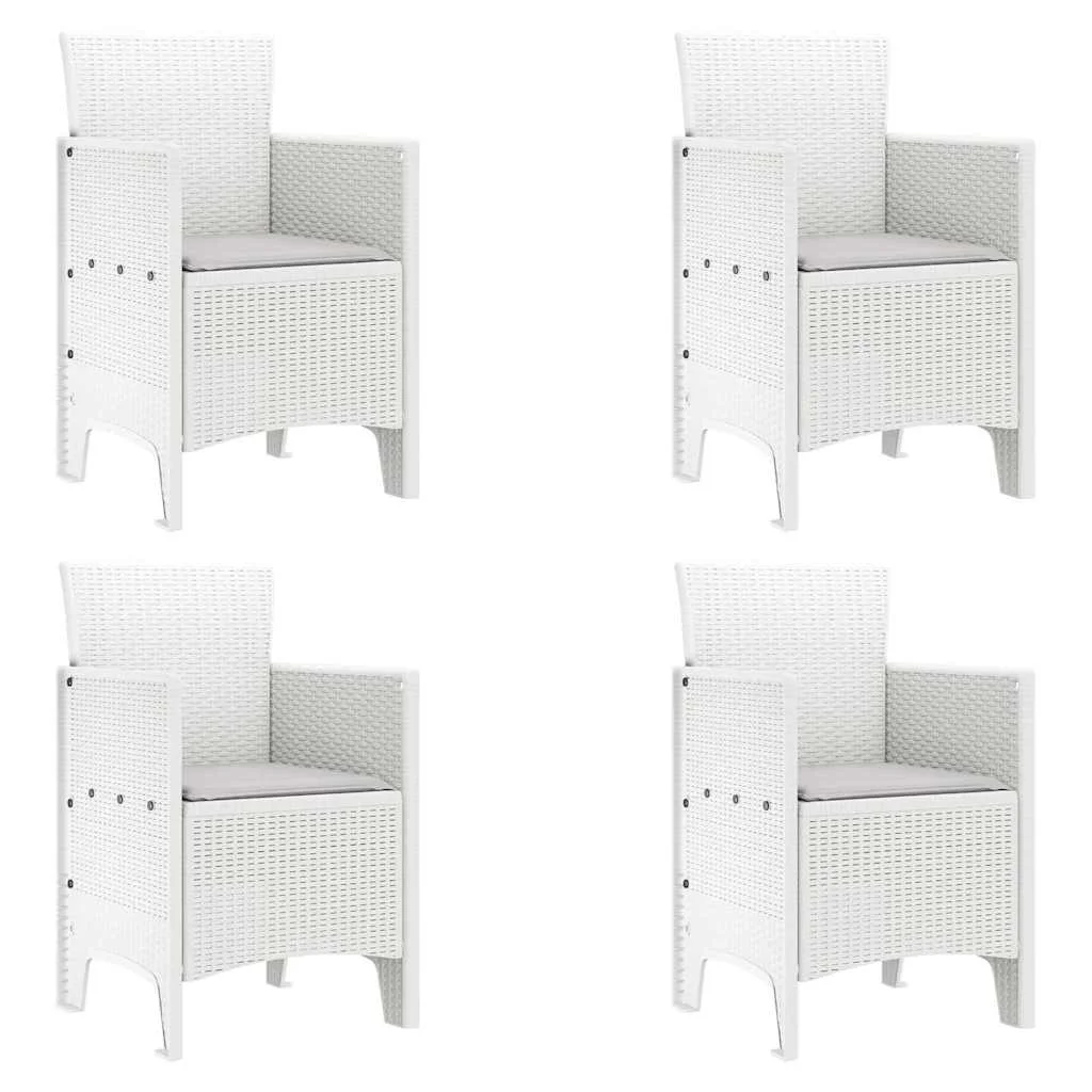 Záhradný jedálenský set 5 pcs Biela Polt ratan