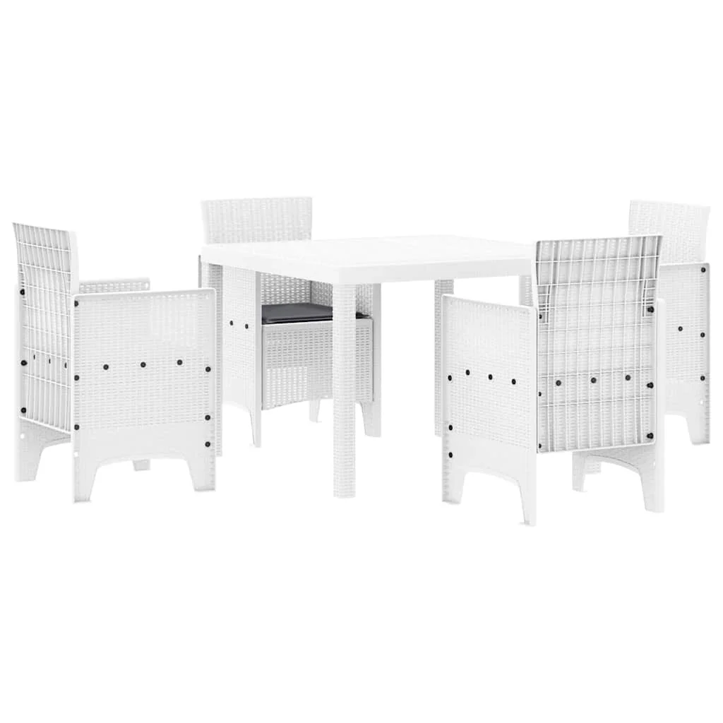 Záhradný jedálenský set 5 pcs Biela Polt ratan