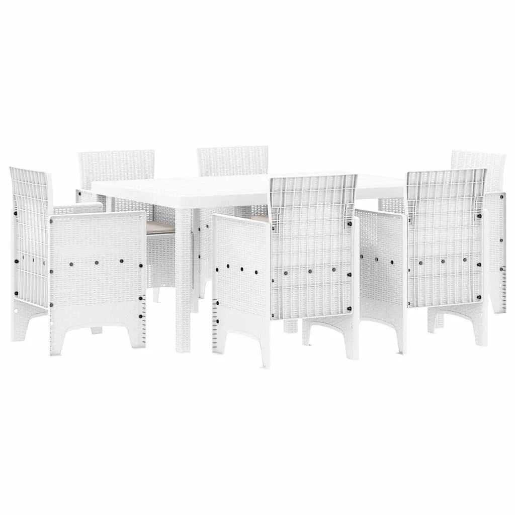 Záhradný jedálenský set 7 pcs Biela Polt ratan