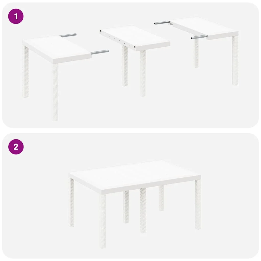 Záhradný jedálenský set 7 pcs Biela Polt ratan