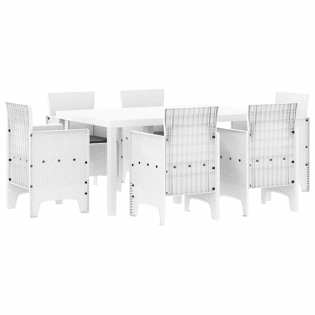Záhradný jedálenský set 7 pcs Biela Polt ratan