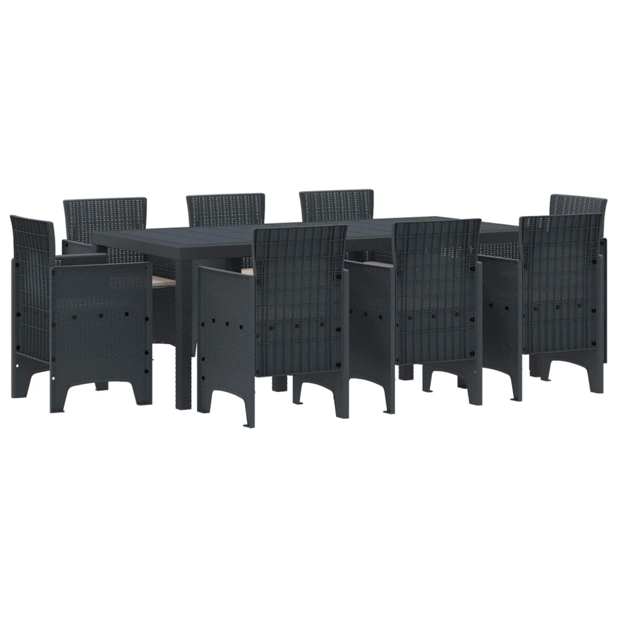 Záhradný jedálenský set 9 pcs Antracit Polt ratan