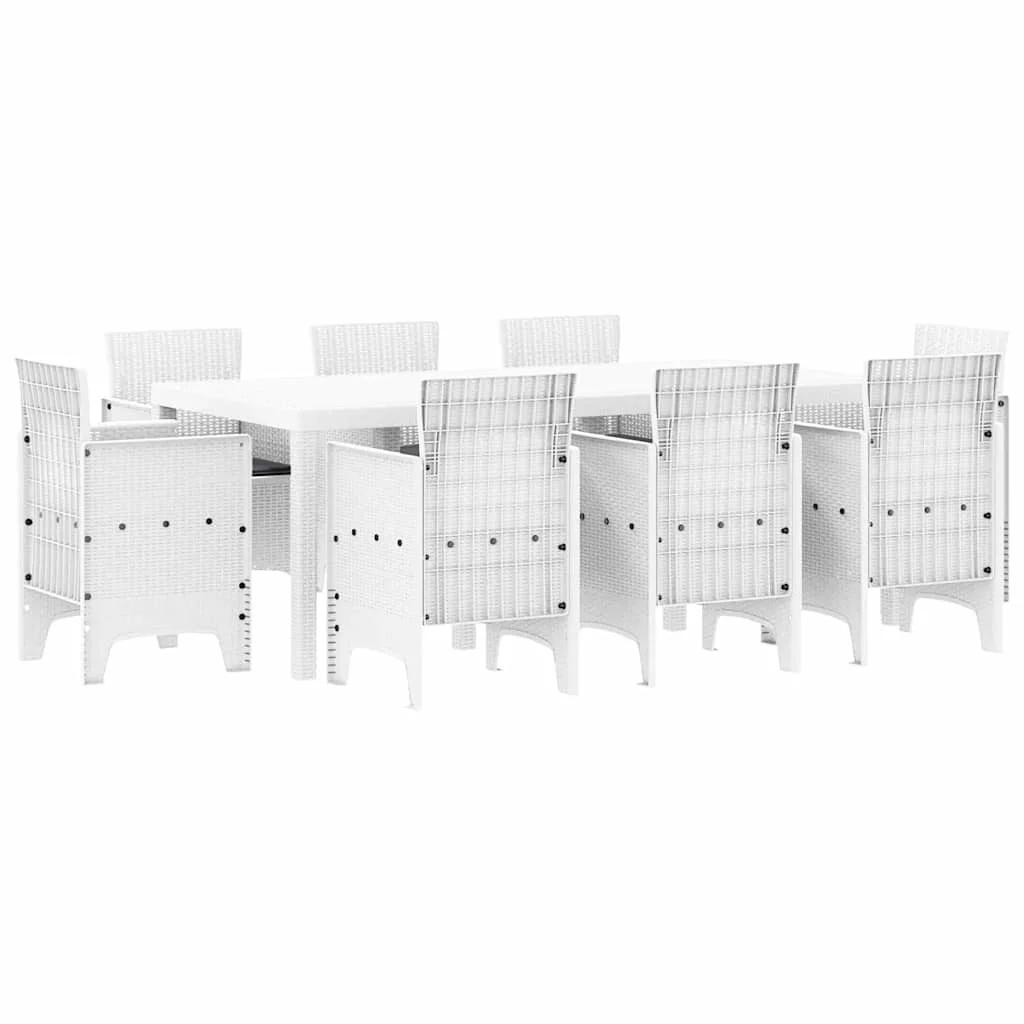 Záhradný jedálenský set 9 pcs Biela Polt ratan
