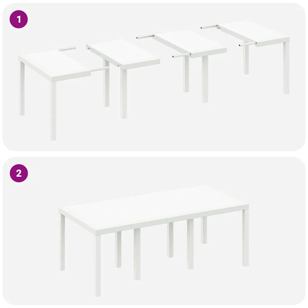 Záhradný jedálenský set 9 pcs Biela Polt ratan