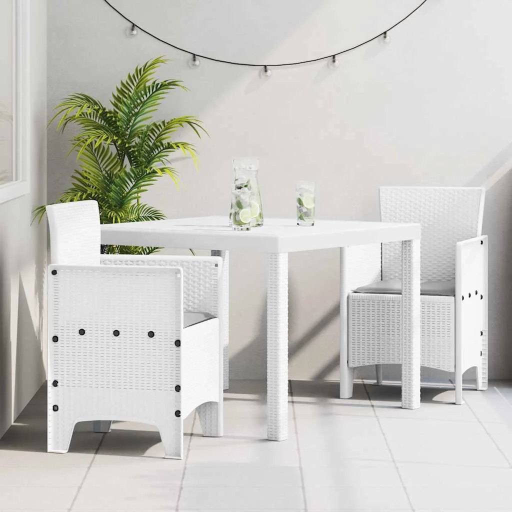 Záhradný jedálenský set 3 pcs Biela Polt ratan