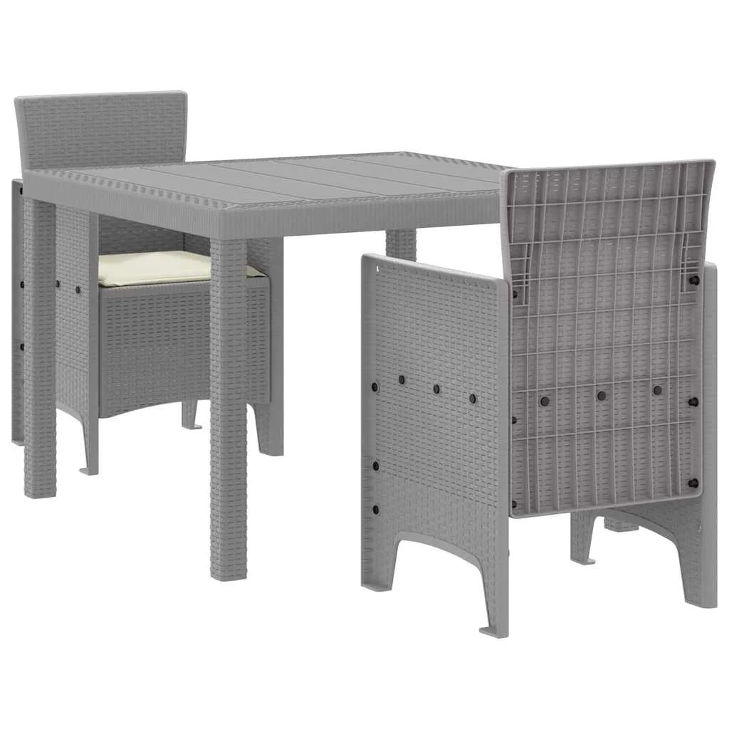 Záhradný jedálenský set 3 pcs Svetlosivá Polt ratan
