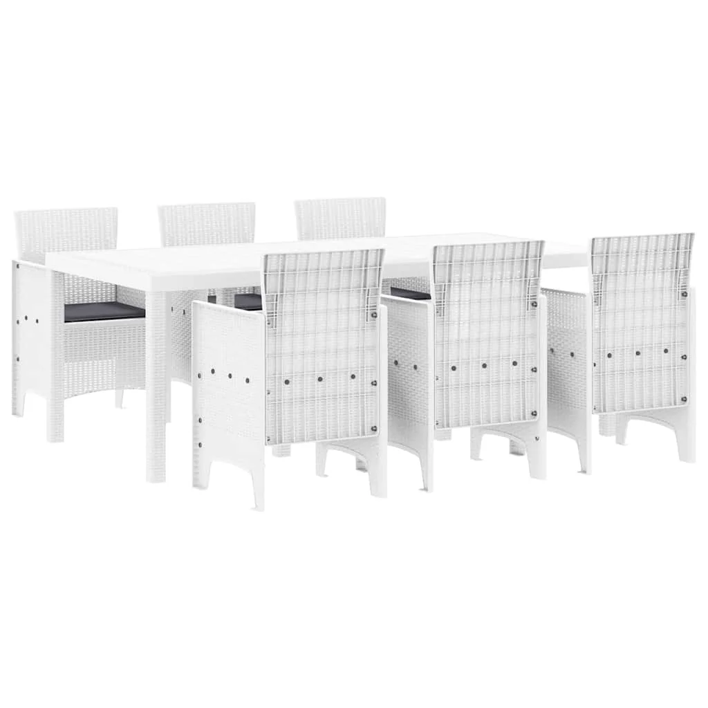 Záhradný jedálenský set 7 pcs Biela Polt ratan
