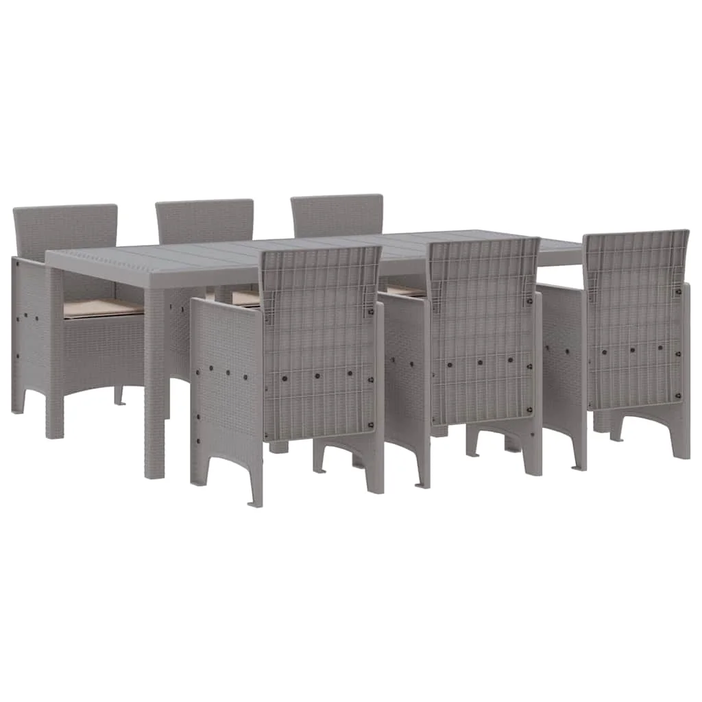 Záhradný jedálenský set 7 pcs Svetlosivá Polt ratan