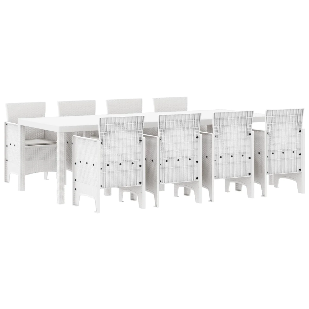Záhradný jedálenský set 9 pcs Biela Polt ratan