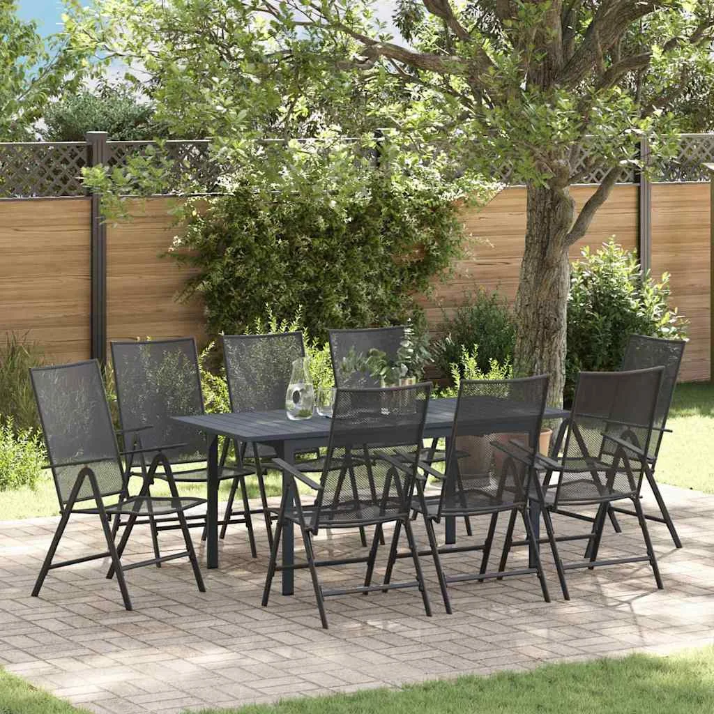 Záhradný jedálenský set 9 pcs Antracit Práškovaná oceľ