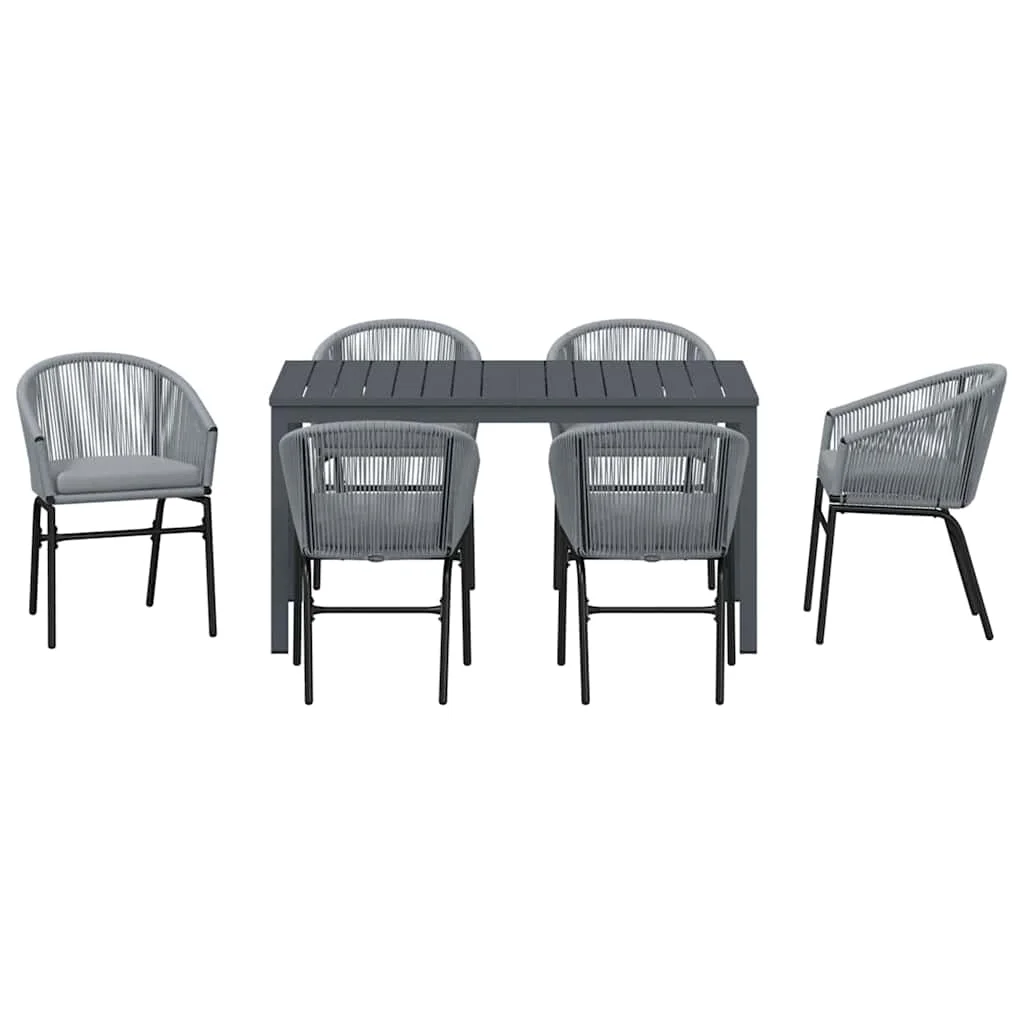 Záhradný jedálenský set 7 pcs Sivá polyratan