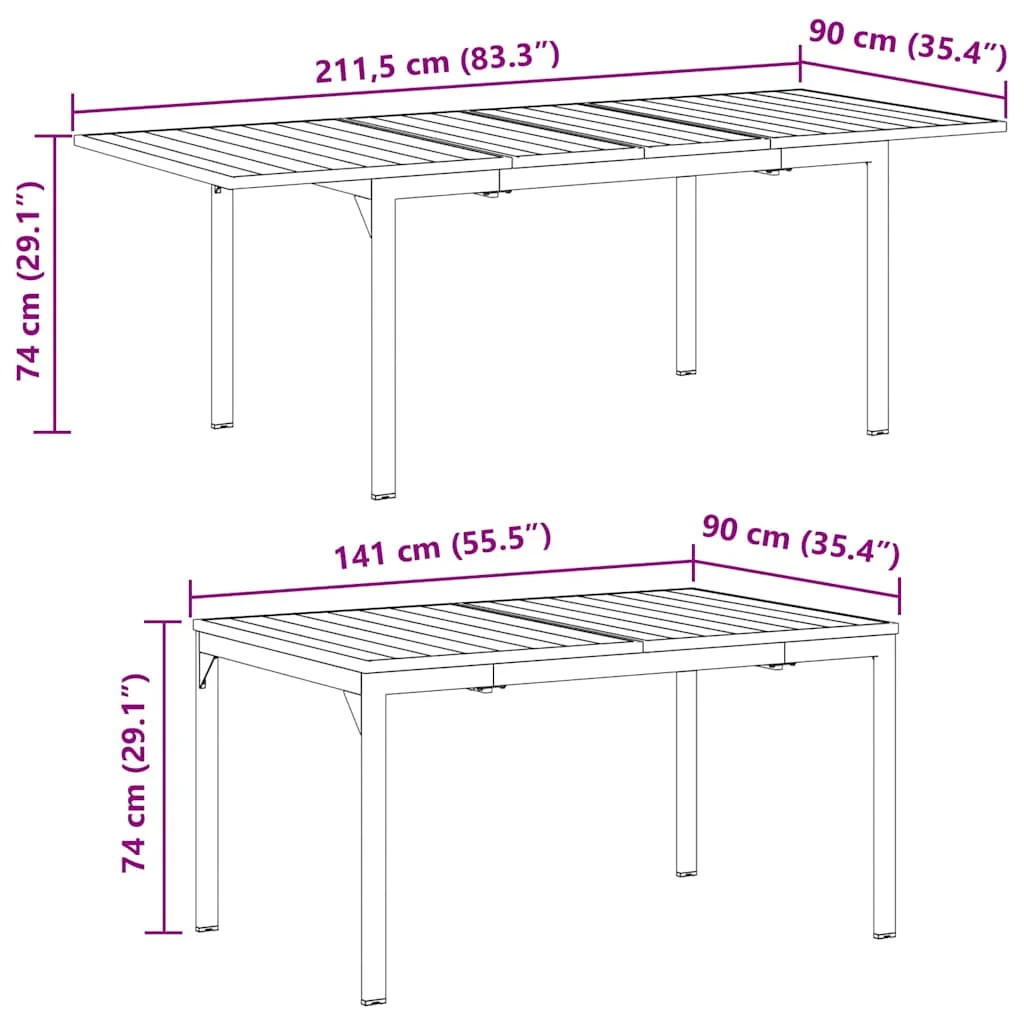 Záhradný jedálenský set 9 pcs Antracit Oceľ