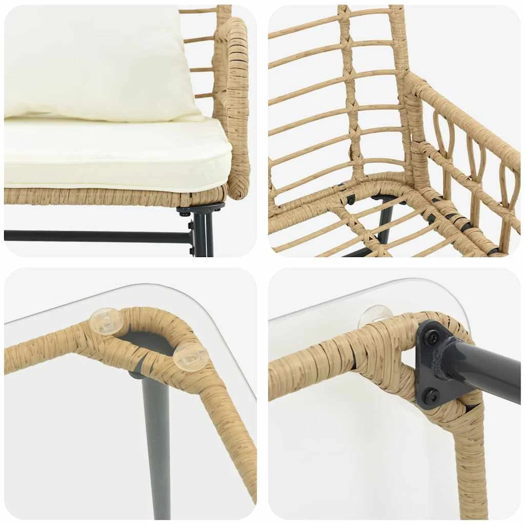 Záhradný nábytok set 4 pcs Čierna a antracit polyratan