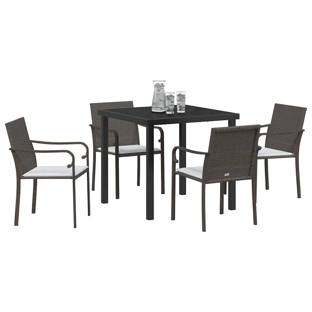 Záhradný jedálenský set 5 pcs Hnedá Poly ratan