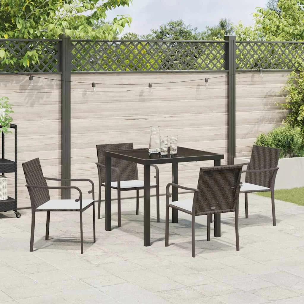 Záhradný jedálenský set 5 pcs Hnedá Poly ratan