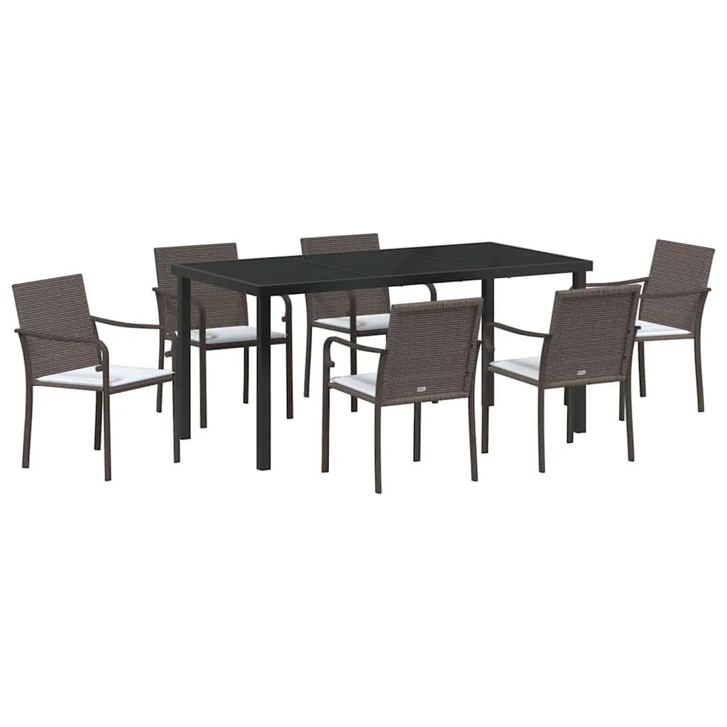 Záhradný jedálenský set 7 pcs Hnedá Poly ratan