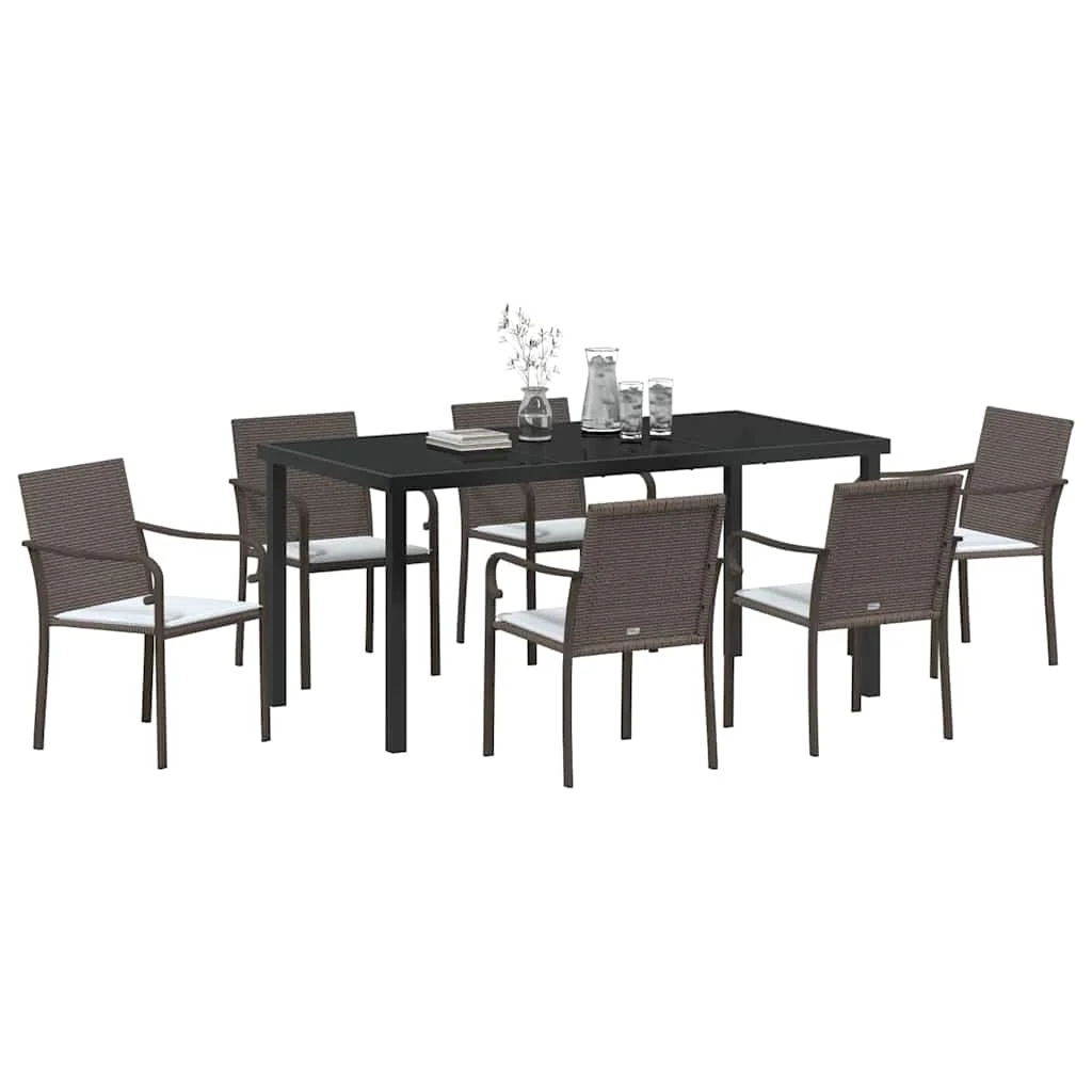 Záhradný jedálenský set 7 pcs Hnedá Poly ratan