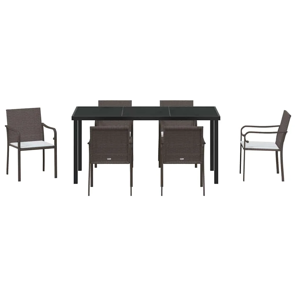 Záhradný jedálenský set 7 pcs Hnedá Poly ratan