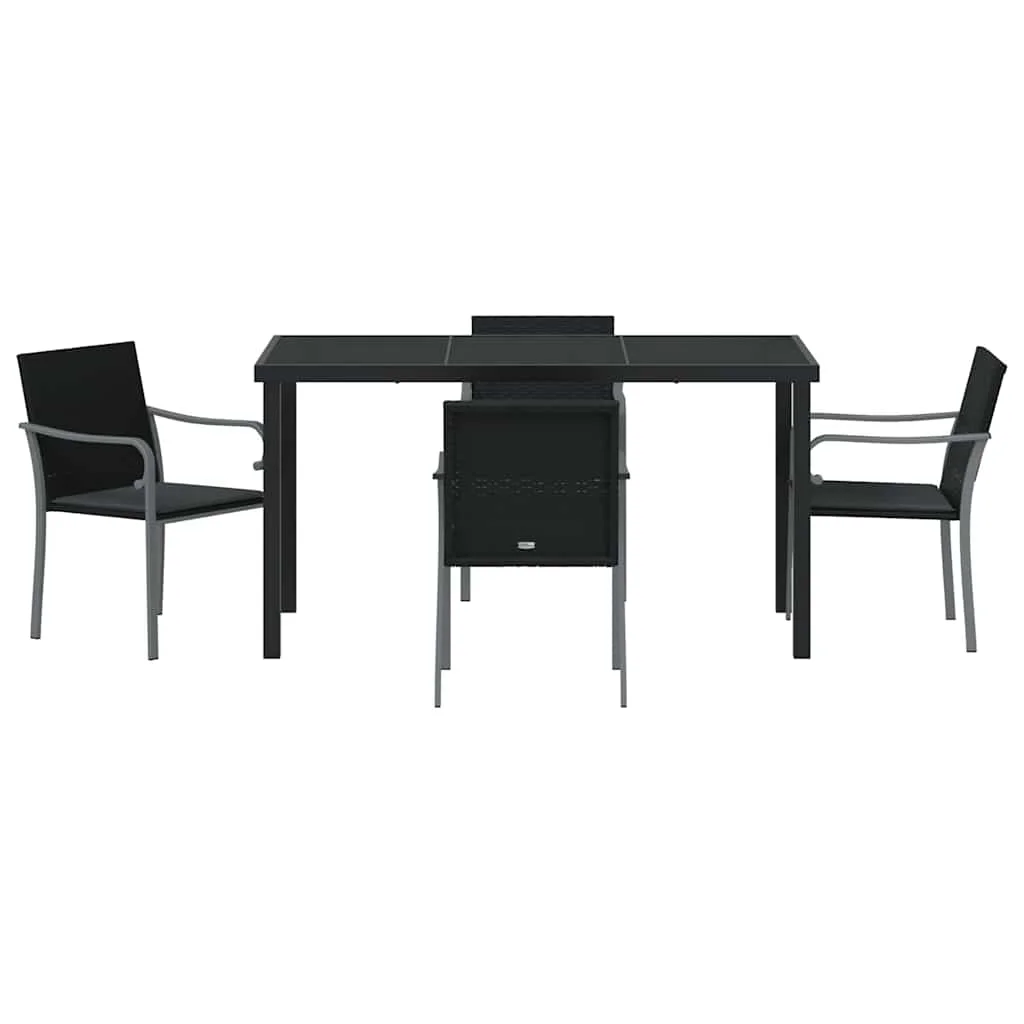 Záhradný jedálenský set 5 pcs Čierna a Šedá PE ratan