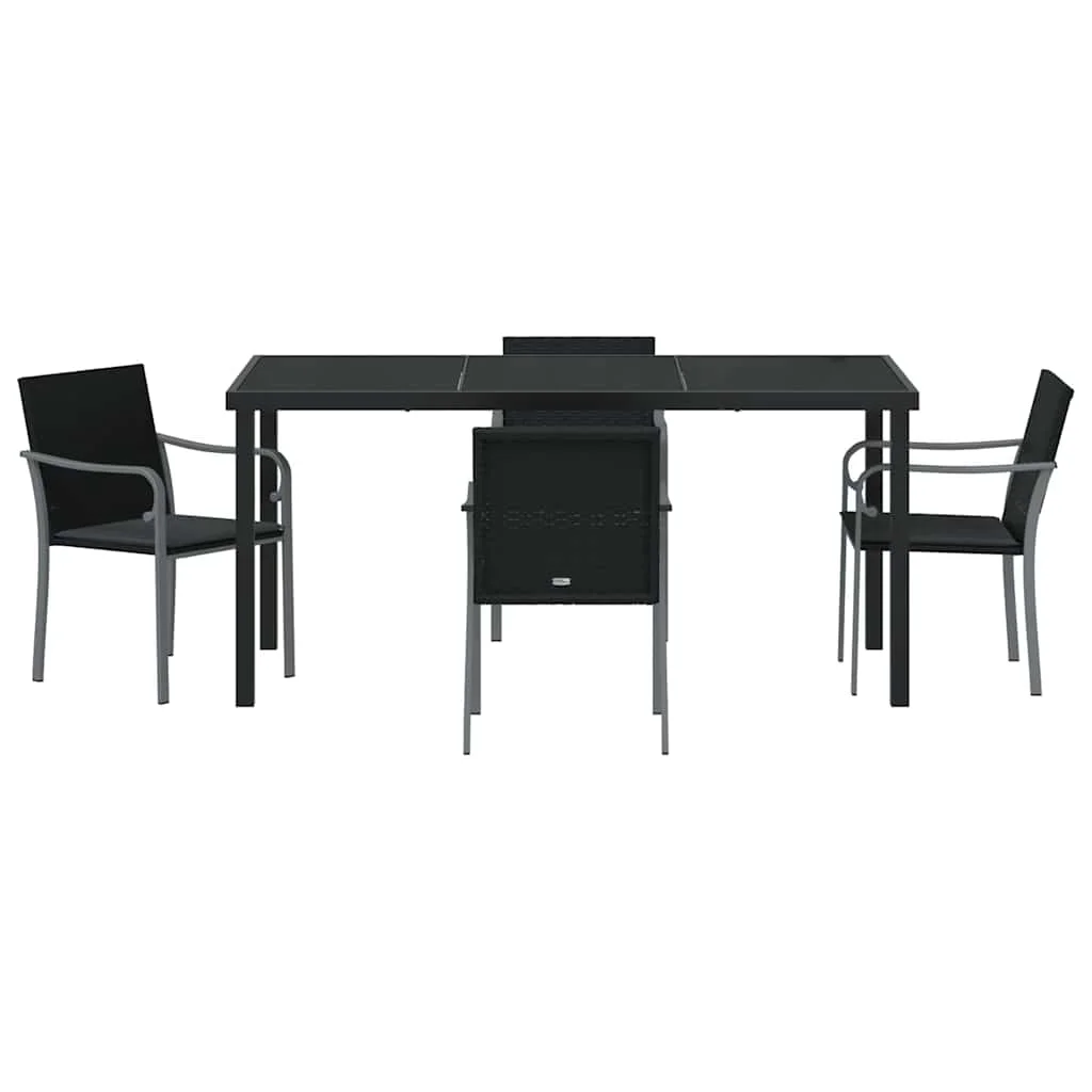 Záhradný jedálenský set 5 pcs Čierna Poly ratan