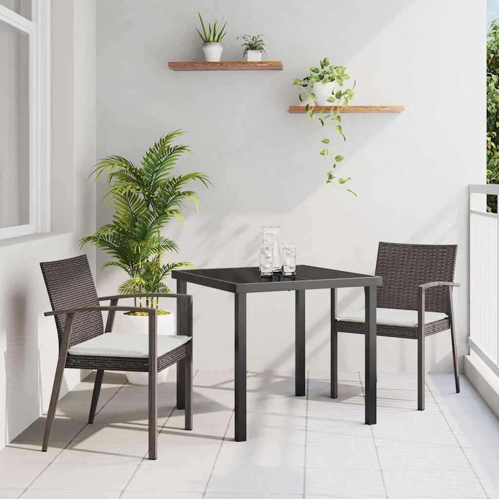 Záhradný jedálenský set 3 pcs Hnedá a čierna PE ratan